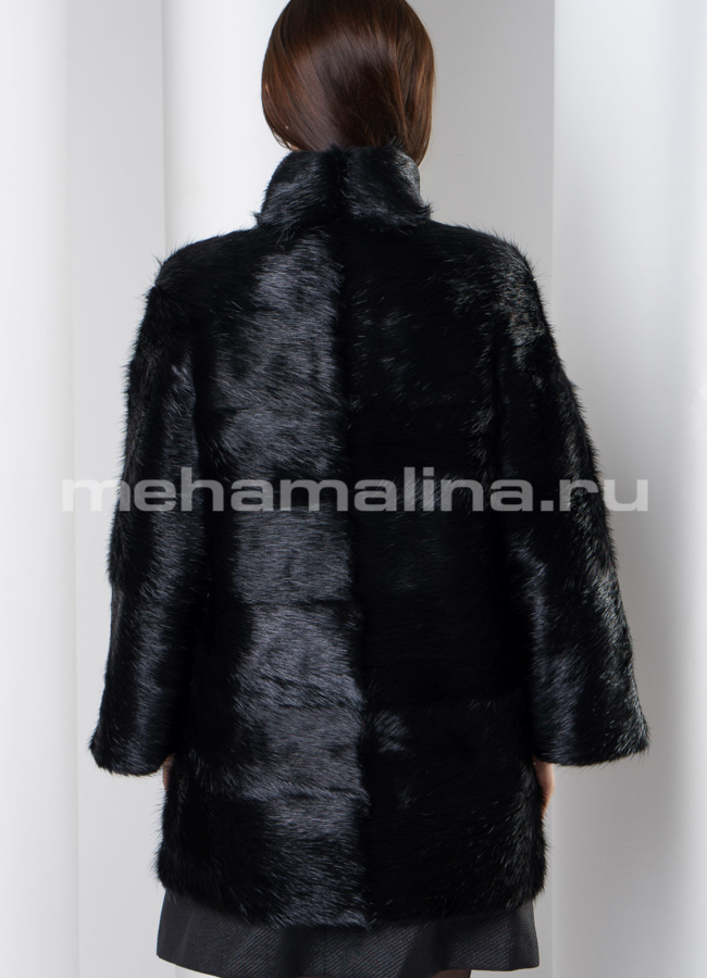 фото Укороченная черная шуба  модель № S-549