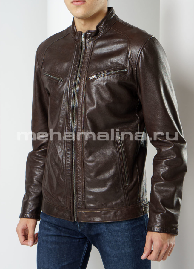 Современная кожаная куртка  модель № KP-204 в рассрочку