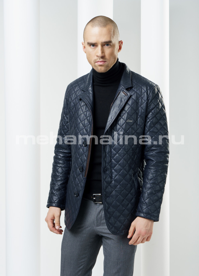 Кожаная куртка, цвет синий модель № KP-73 в кредит Кожаная куртка, цвет синий модель № KP-73 в кредит