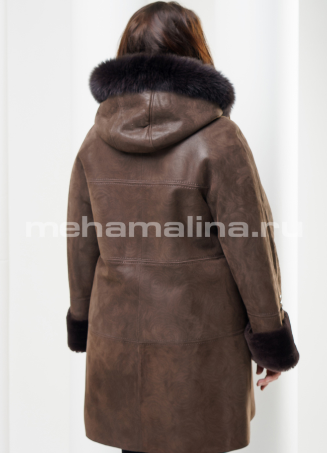 Дубленка с капюшоном модель № D-147 в кредит