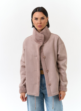 Женская двухсторонняя дубленка из эко замши