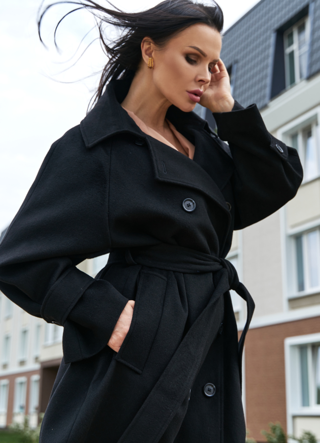 фото Женское пальто черного цвета Electra Style модель № 21308
