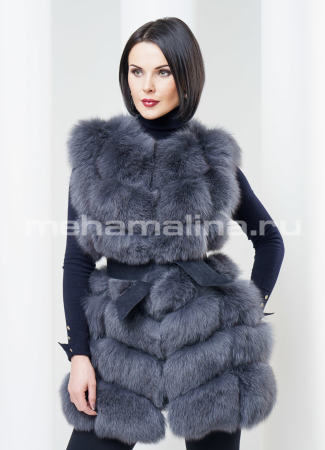 фото Меховой жилет из песца модель № M-76