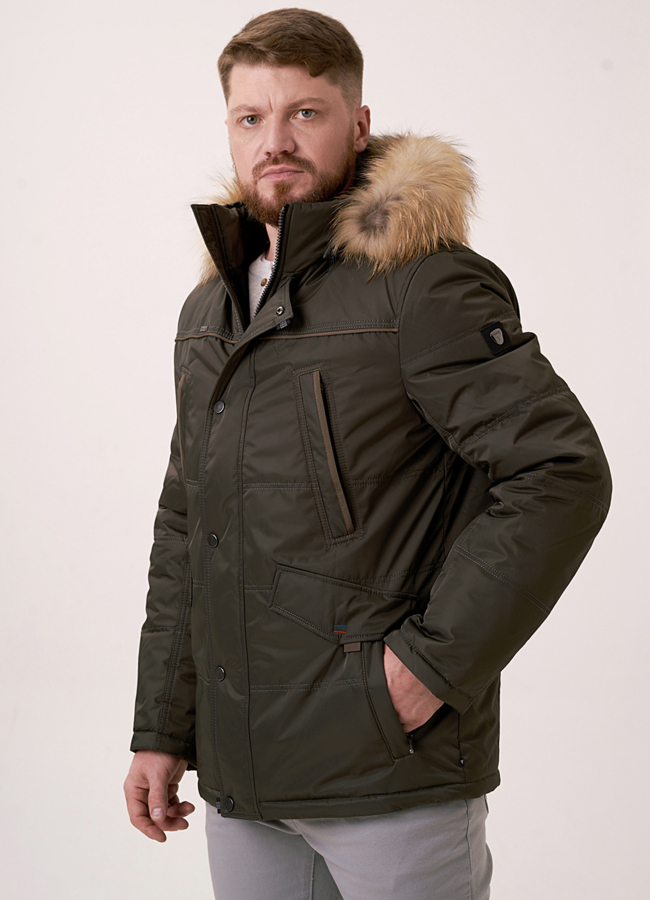 Мужская куртка с отделкой из енота модель № 0746 в рассрочку