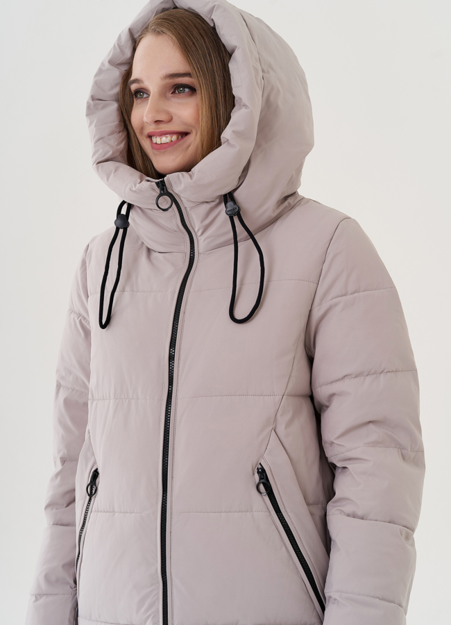 Женский пуховик с капюшоном  модель № 25718 универмаг малина