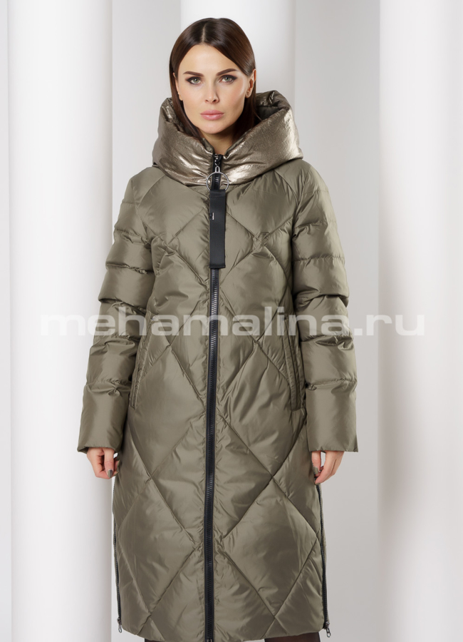 Женский пуховик модель № П-300 меха малина