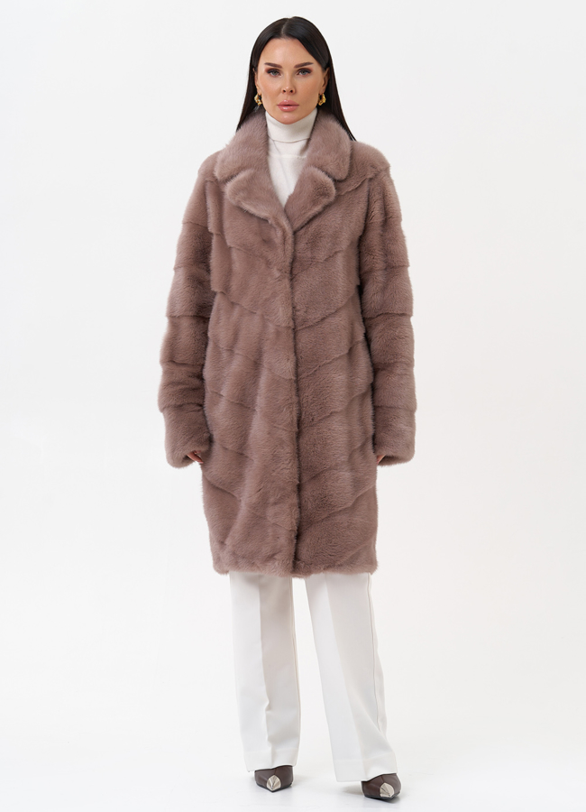 Шуба из норки с английским воротником модель № 28931 универмаг малина