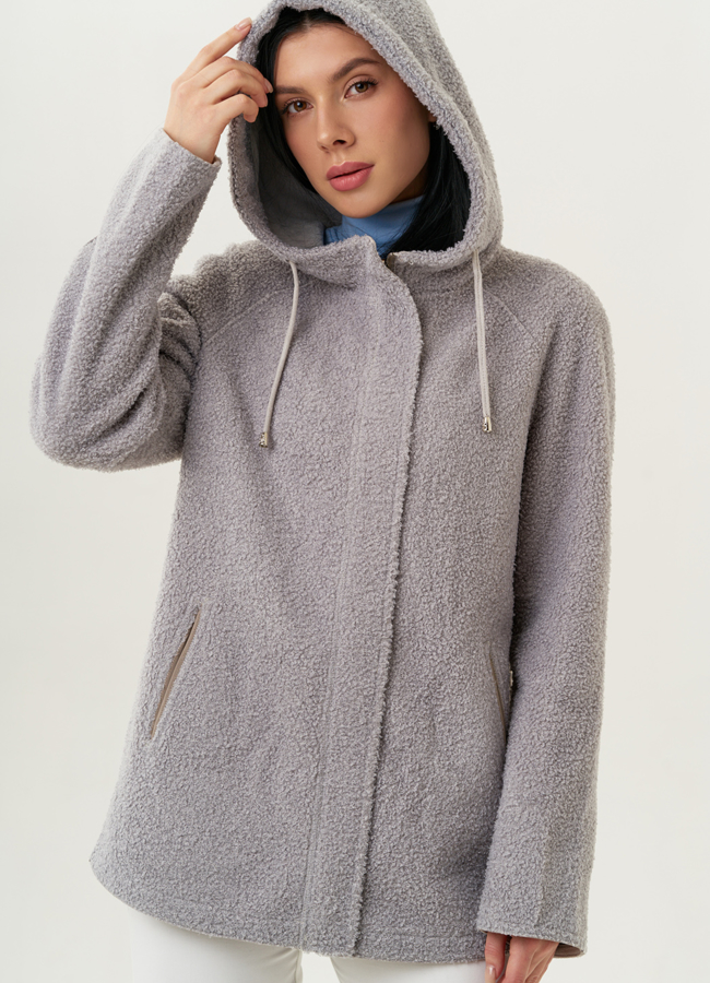 Женское двустороннее полупальто-парка с капюшоном модель № 22309 в кредит