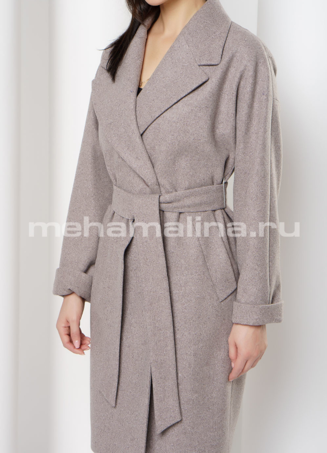 Пальто из шерсти, в цвете капучино, на пуговицах, английский воротник модель № 2600 универмаг малина