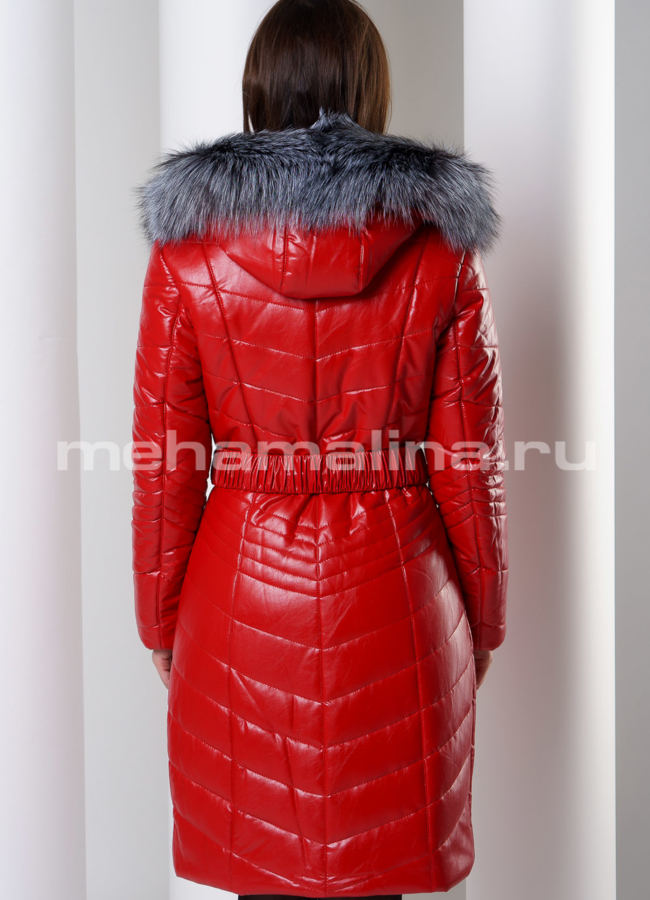 фото Кожаный пуховик эко модель № 85040