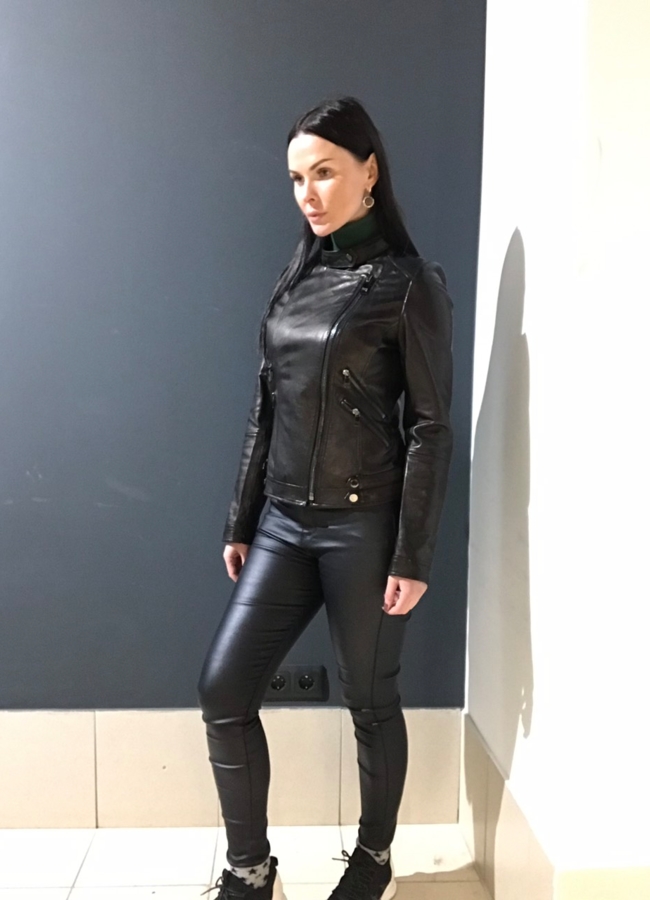 Кожаная куртка-косуха модель № 6190 в рассрочку