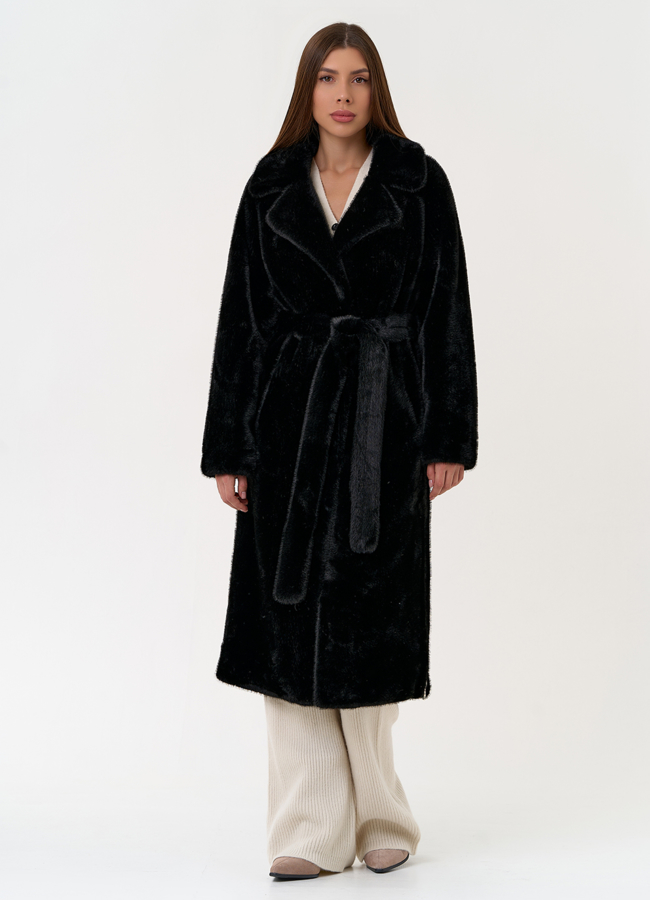 Женское пальто из эко меха с декоративными молниями модель № 31217 в рассрочку Женское пальто из эко меха с декоративными молниями модель № 31217 в рассрочку