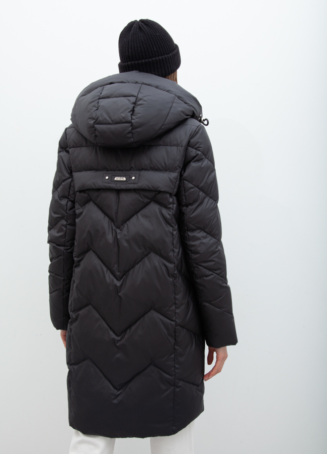 фото Пуховик женский в черном цвете модель № 21050