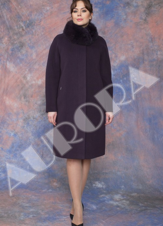 Зимнее пальто с песцом модель № BP-183 меха малина