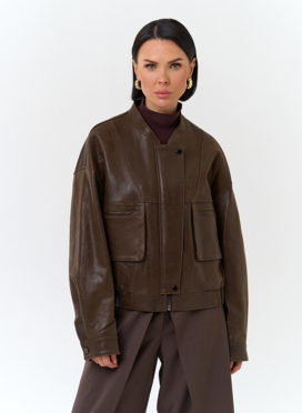 Женская куртка бомбер из натуральной кожи