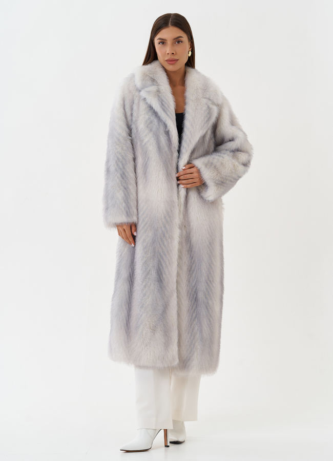 Длинная шуба из эко меха с градиентом модель № 28644 универмаг малина
