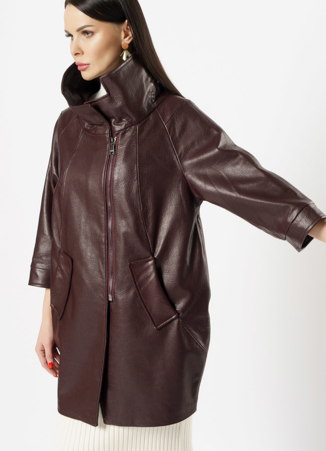 Кожаное пальто модель № 10865 универмаг малина