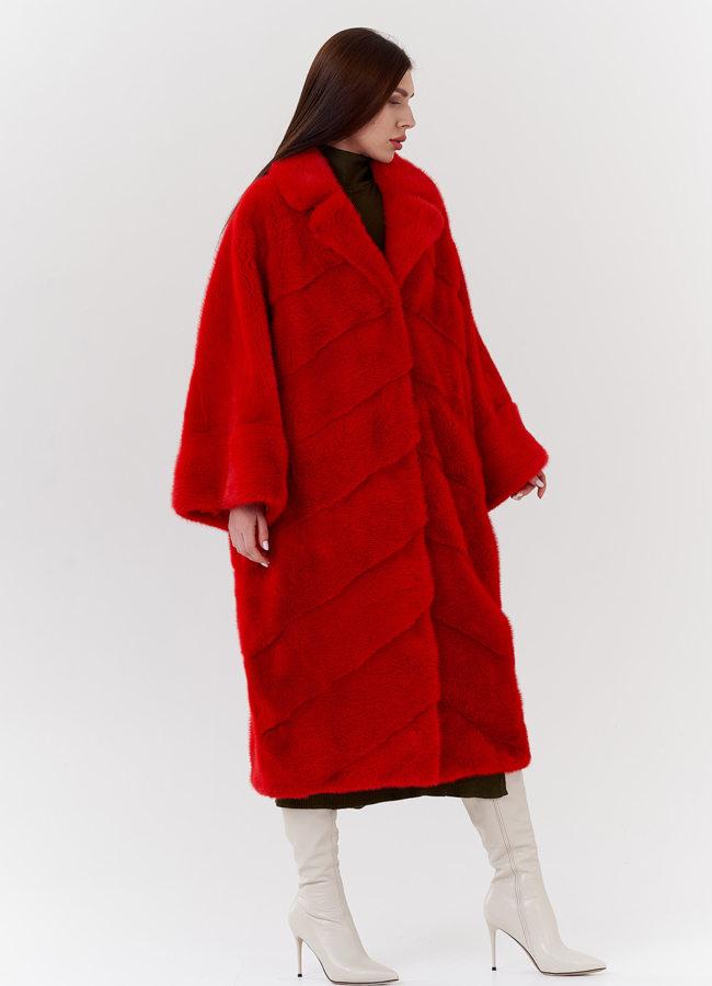 Норковая шуба с английским воротником  модель № 24223 универмаг малина