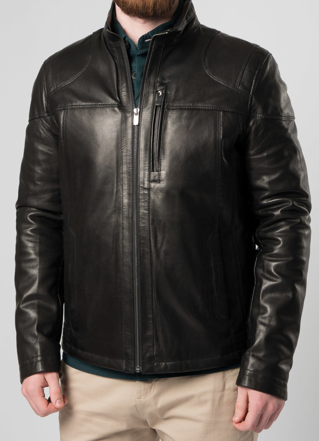 Кожаная куртка на молнии модель № 865 в рассрочку