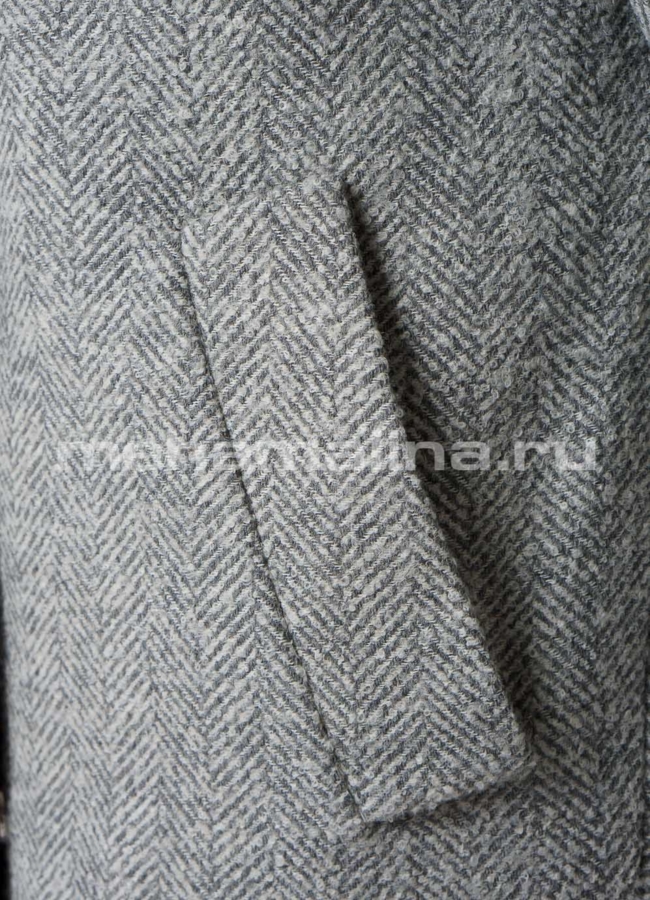 Серое пальто на кнопках, фасон - баллон модель № 11438 универмаг малина