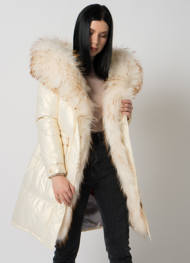 Парка- пуховик белого цвета модель № 75734 универмаг малина