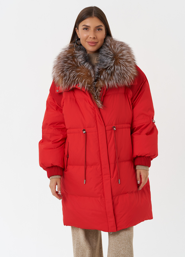 Пуховик с мехом лисы модель № 28828 в кредит