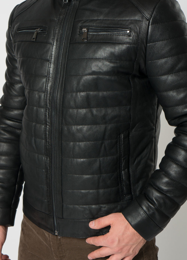 Утепленная куртка мото в черном цвете модель № 21615 универмаг малина