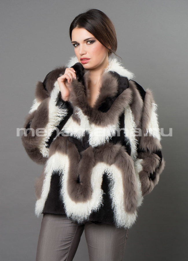 Дубленка Punto модель № 3287 меха малина