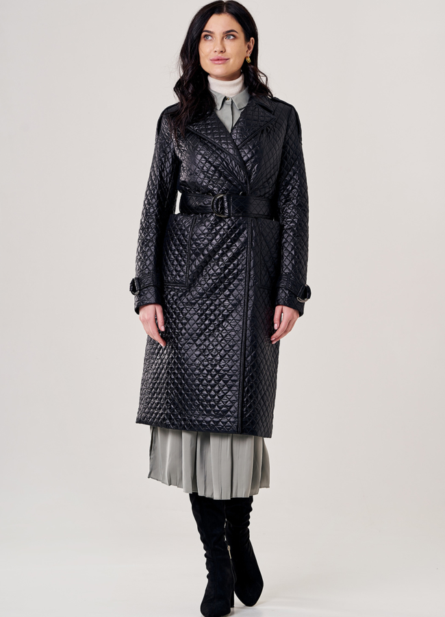 фото Пальто демисезонное черного цвета модель № 5У-0106/1-2632