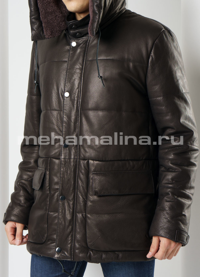 Пуховик Perre из натуральной кожи  модель № ПМ-93 в рассрочку