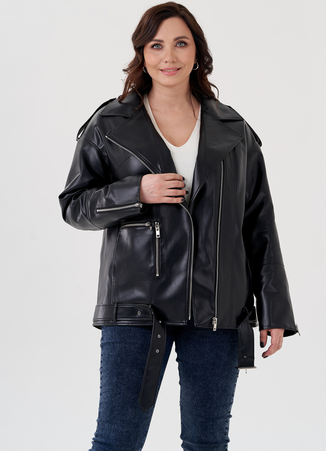 Куртка-косуха из эко кожи на утеплителе с натуральным мутоном модель № 24213 в рассрочку Куртка-косуха из эко кожи на утеплителе с натуральным мутоном модель № 24213 в рассрочку