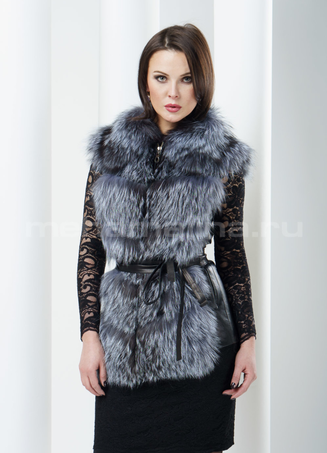 фото Жилет меховой с отложным воротником модель № M-34