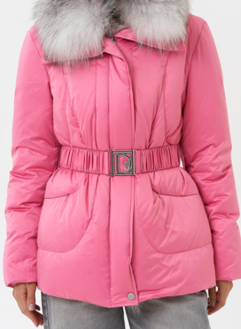 Пуховик с мехом чернобурки