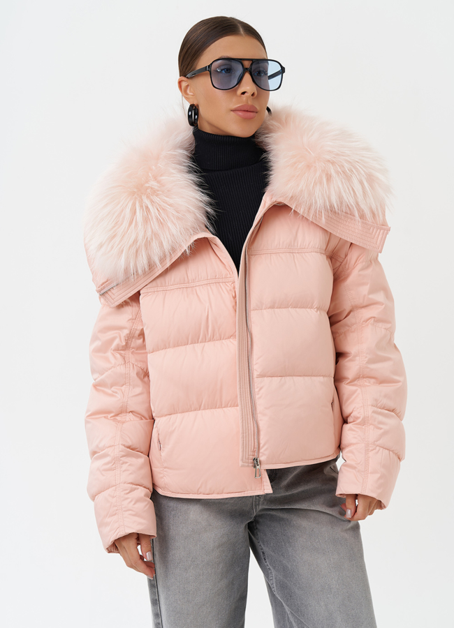 Оверсайз куртка с мехом песца модель № 28575 меха малина