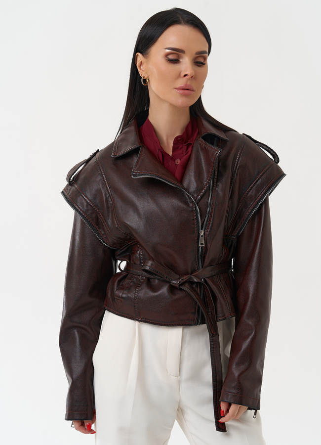 Куртка женская из эко кожи в стиле ретро модель № 30448 в кредит Куртка женская из эко кожи в стиле ретро модель № 30448 в кредит