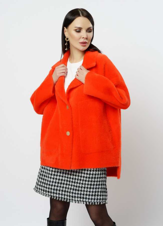 Кардиган с удлиненной спинкой оранжевого цвета модель № 18313 универмаг малина