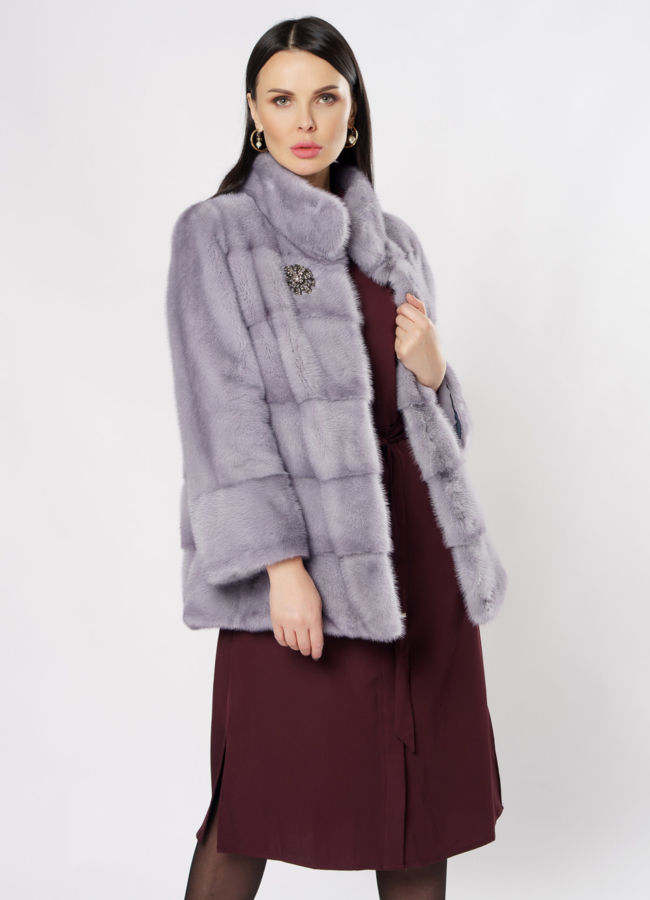 Укороченная норковая шуба голубого цвета модель № S-870 универмаг малина