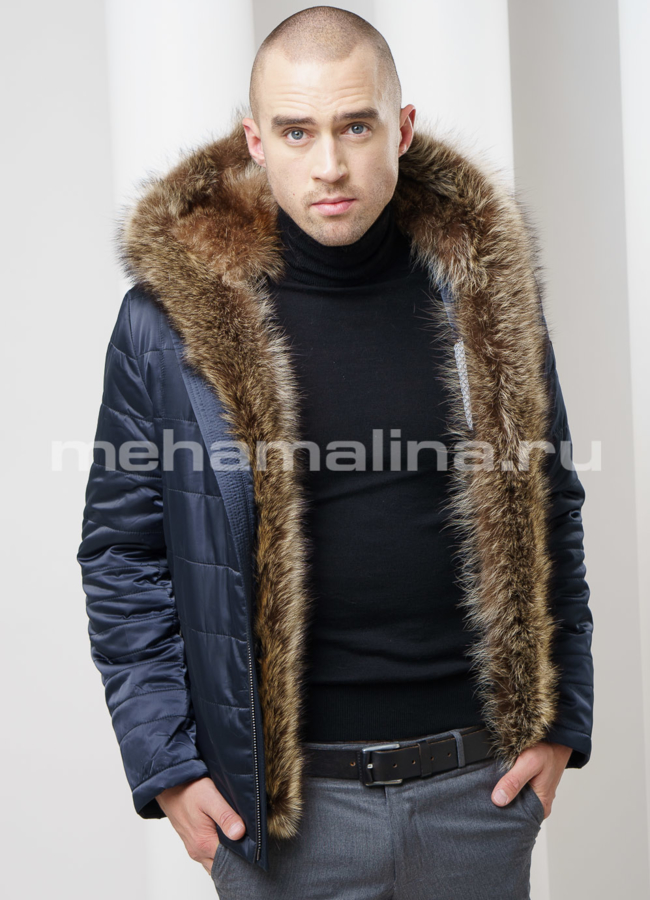 фото Куртка синего цвета, на молнии модель № KM-5