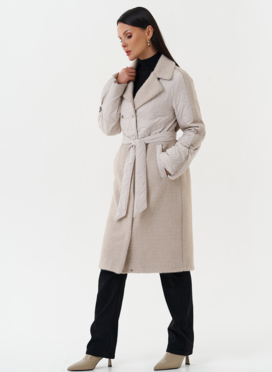 Женское утепленное пальто с поясом