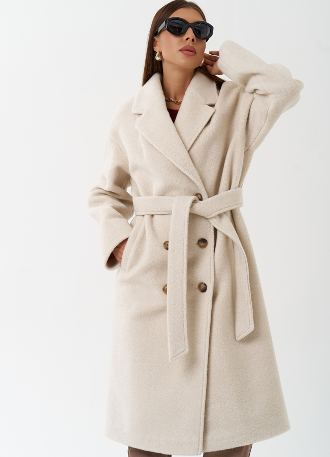 Женское пальто с английским воротником модель № 28311 меха малина