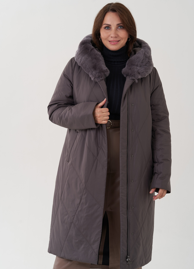 Женское пальто с капюшоном  модель № 79177 в кредит