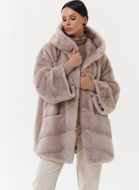 Шуба из норки с капюшоном