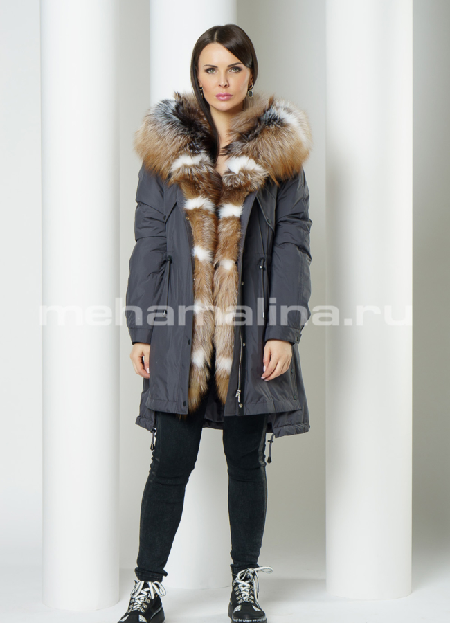 фото Женская парка в цвете графит модель № 959