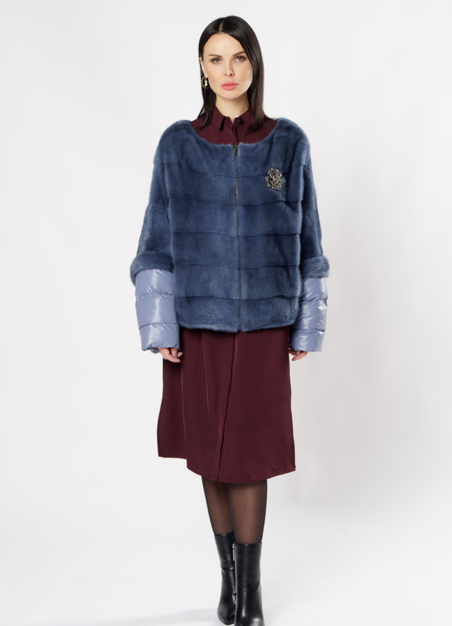 Куртка из норки трансформер модель № S-870 универмаг малина