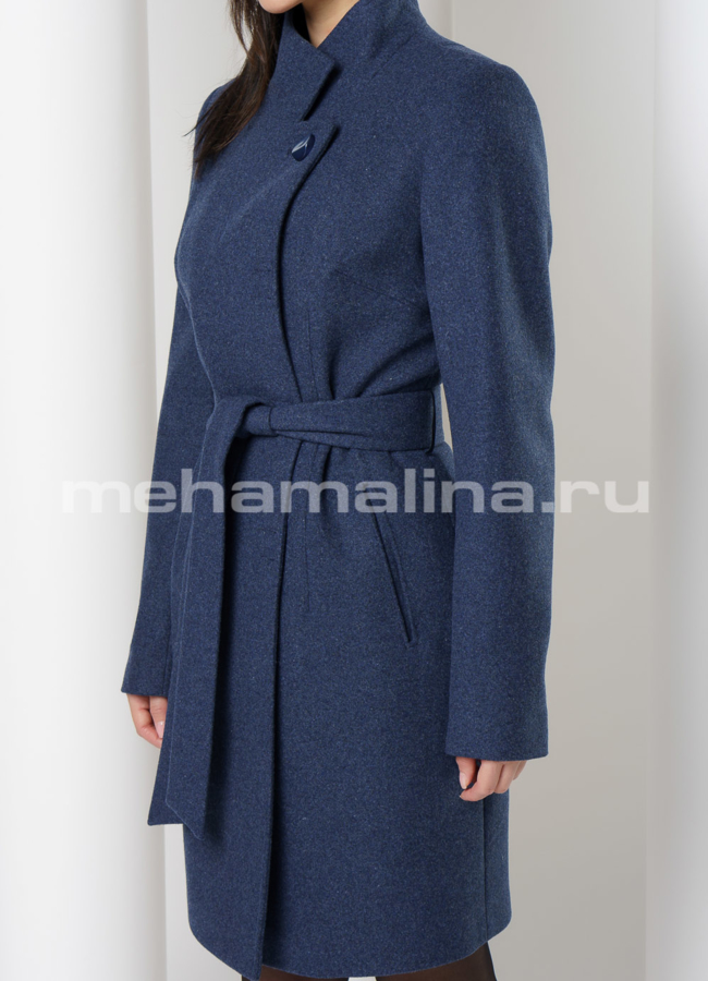 Пальто темно-синее со стойкой, на пуговицах модель № 1936 универмаг малина