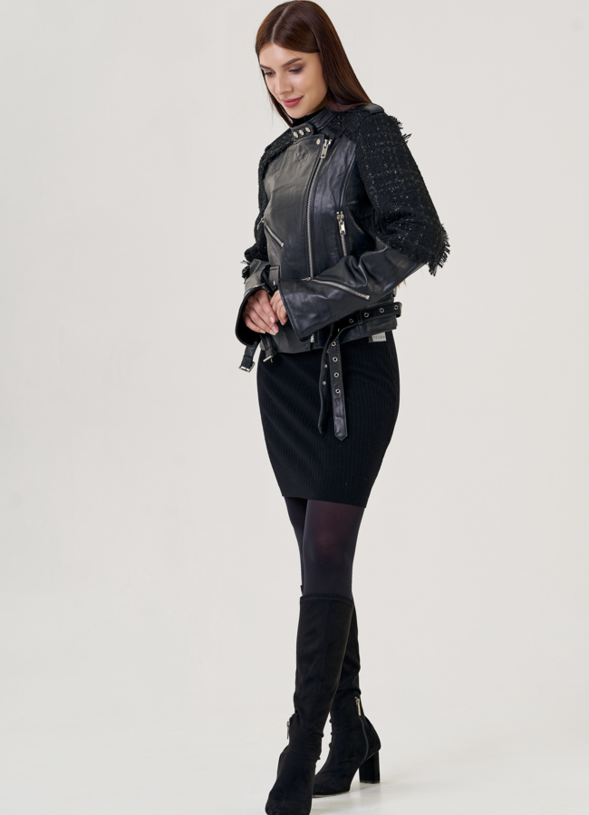 фото Женская кожаная куртка-косуха модель № 23258