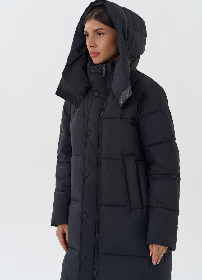 Стеганый пуховик с капюшоном модель № 28502 универмаг малина