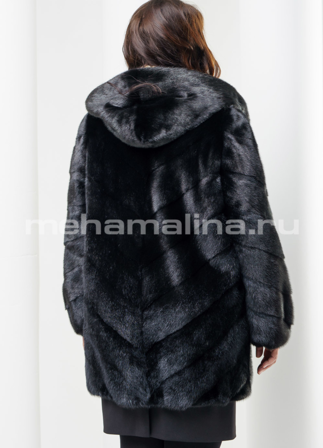 Шуба из норки черного цвета модель № S-398 в кредит