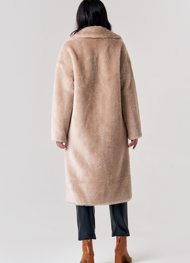 фото Пальто из шерсти в бежевом цвете модель № 21146