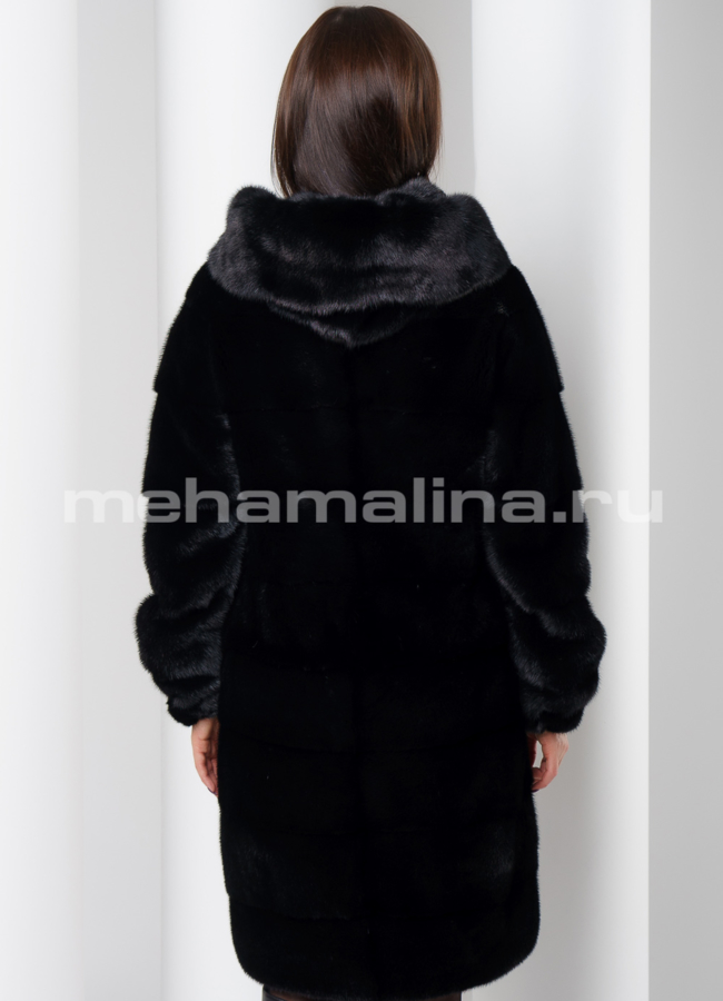 Шуба черного цвета из скандинавской норки модель № S-524 в рассрочку